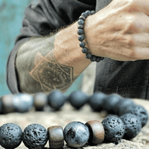 Men's Lava Wooden Bead Bracelet - Q y o r a 