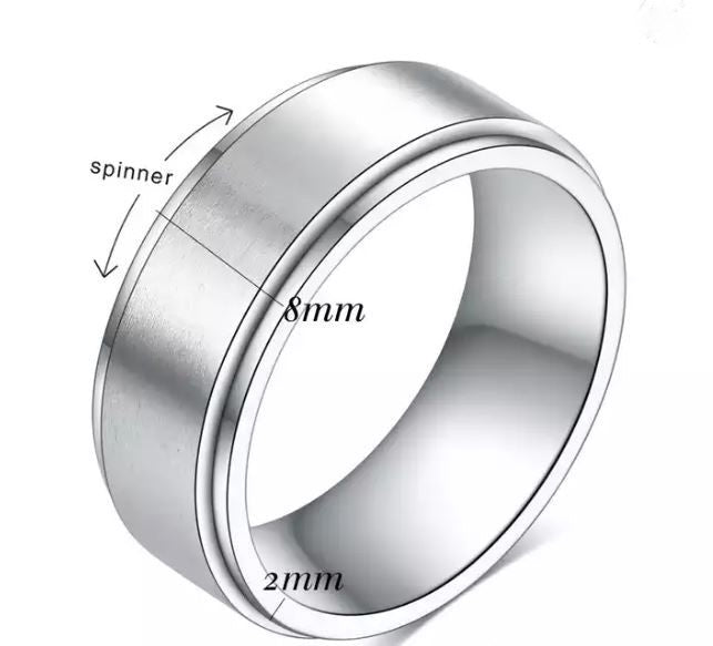 Men's Silver Spinner Ring - Q y o r a 