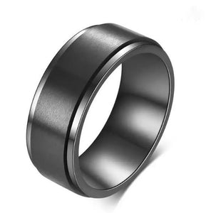 Men's Black Spinner Ring - Q y o r a 